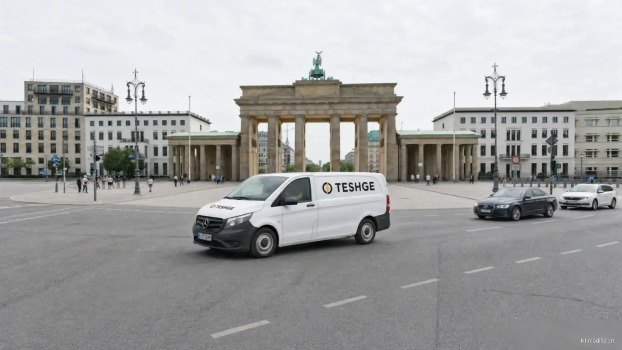 TESHGE Servicefahrzeug vor dem Brandenburger Tor in Berlin-Mitte